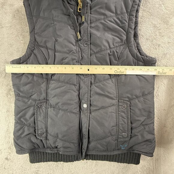 American Eagle Vest Womens Large Blue Hooded Sherpa Lined Quilted Full Zip Y2K - Picture 7 of 14